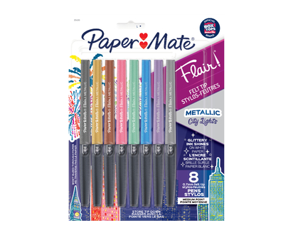 Paper Mate Flair City Lights Fibre-Tip Pen Set - Assorted - 8 piece