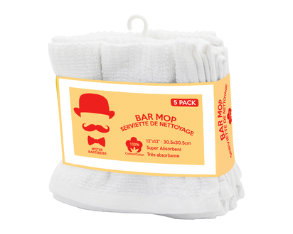 Mr. Bartender Mop Cloth - White - 5's