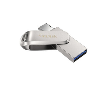 SanDisk Ultra Dual Drive Luxe USB-C/USB-A Flash Drive - 256GB - Silver - SDDDC4-256G-G46