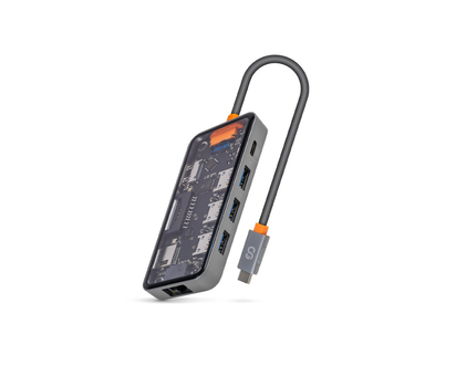 LOGiiX Multiport Crystal Hub USB-C Docking Station - Graphite Gray - LGX-13740