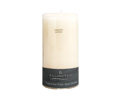 Enlighten Linen Pillar - Ivory - Unscented - 3 x 6