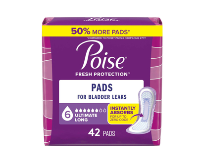 POISE PADS ULT LONG 6