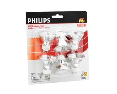 Philips 50W GU10 Halogen Indoor Flood Light Bulbs - 6 pack - 213462