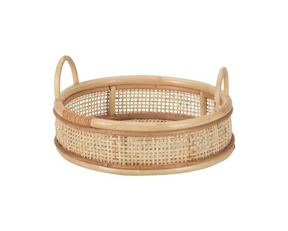 COLLECTION RATTAN TRAY W/HND