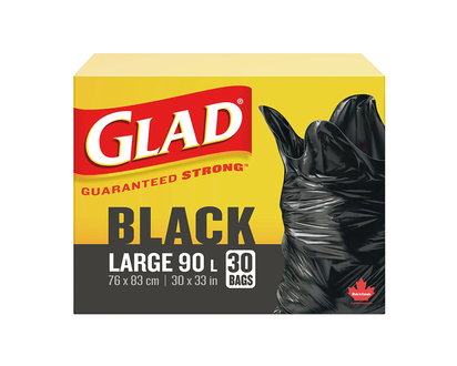 Glad Black Garbage Bags - Large - 90L