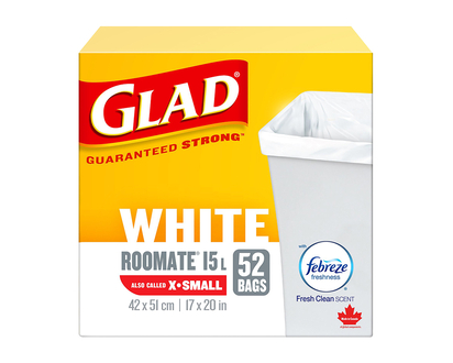 Glad White Garbage Bags with Freshscent - X-Small - 15L/52s