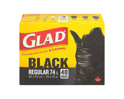 Glad Black Garbage Bags - Regular - 40s/70L