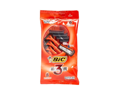 BIC 3 Triple-Blade Razors for Men - Orange - 8's