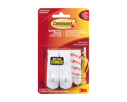 Command Medium Hook - White - 2 pack