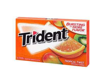 Trident Sugarless Gum - Tropical Twist - 14s