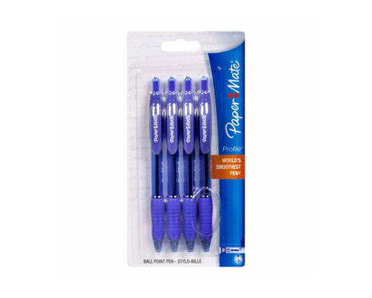 Papermate Profile Retractable Ballpoint Pens - Blue - 4 Pack