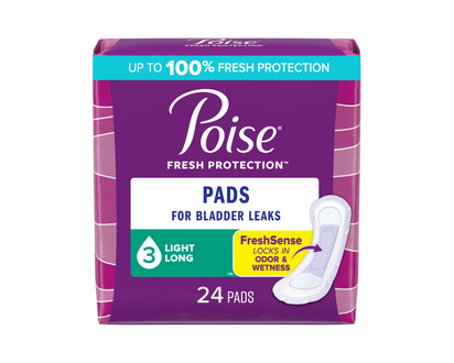Poise Incontinence Pads - Light Absorbency - Long - 24 Count