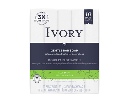 Ivory Bar Soap - Simply Aloe - 10 x 90g