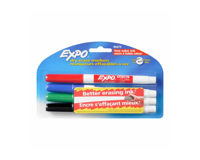 Expo Low Odor Dry Eraser - Fine Tip - 4 pack