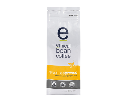 Ethical Bean Coffee - Sweet Espresso Medium Dark Roast - Whole Bean - 340g