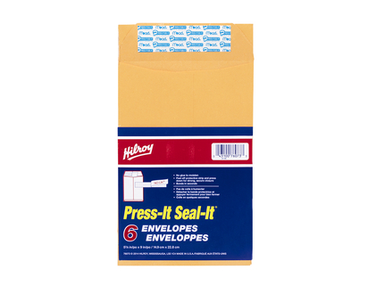 Hilroy Press-It Seal-It Self Adhesive Envelope - 6 x 9 Inches - 6 Pack