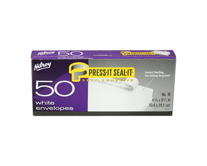 Hilroy Press-It Seal-It No.10 Plain Envelopes - 50 Pack