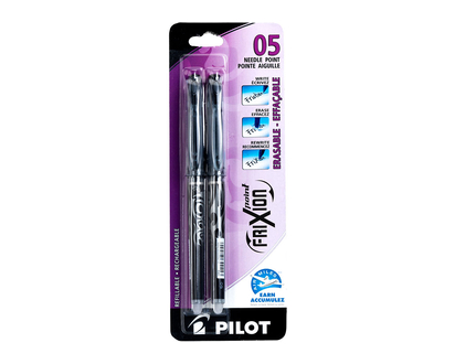 Pilot FriXion Point 0.5mm Erasable Refillable Pens - Black Ink - 2 pack