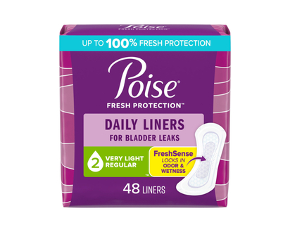 Poise Daily Liners Incontinence Liners - Very Light Absorbency - Regular - 48 Count