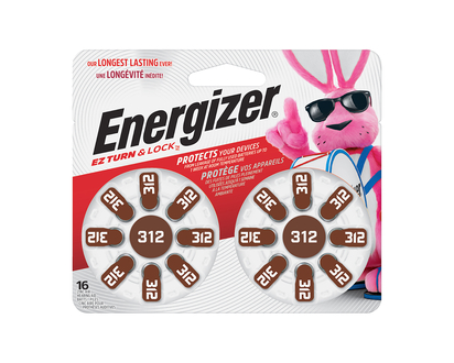 Energizer EZ Turn & Lock Size 312 Hearing Aid Batteries - 16 Pack - AZ312DP-16
