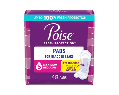 Poise Incontinence Pads - Maximum Absorbency - Regular - 48 Count