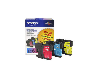Brother LC61CL 3 Pack Colour Ink Cartridges - Cyan / Yellow / Magenta - LC613PKS