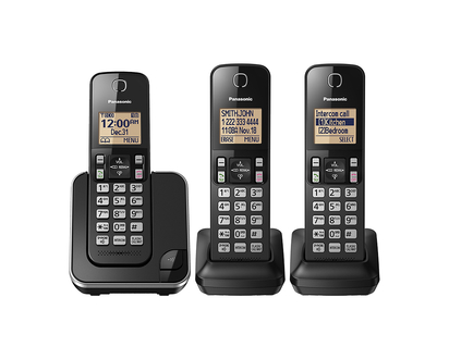 Panasonic 3 Handset Cordless Phone - Black - KXTGC383B