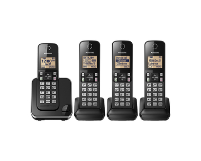 Panasonic 4 Handset Cordless Phone - Black - KXTGC384B