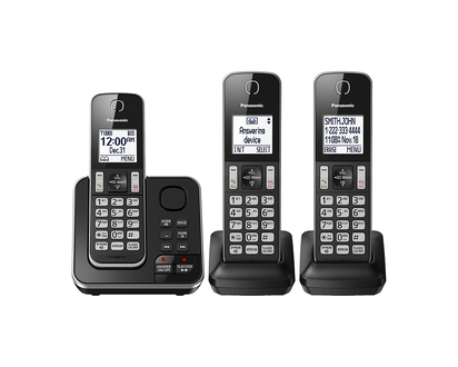 Panasonic 3 Handset Cordless Phone with Answering Machine - Black - KXTGD393B