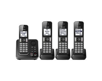 Panasonic 4 Handset Cordless Phone with Answering Machine - Black - KXTGD394B
