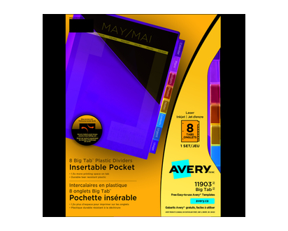 Avery Big Tab Pocket Insertable Plastic Dividers - 8 tabs