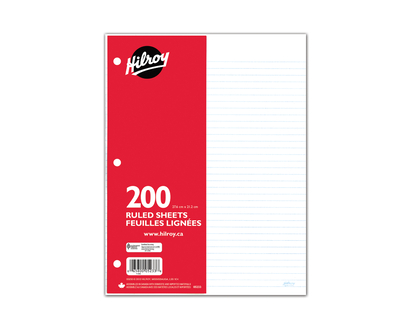 Hilroy Looseleaf Ruled Refill Paper - 200 sheets