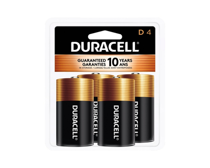 Duracell Coppertop D Alkaline Batteries - 4 pack