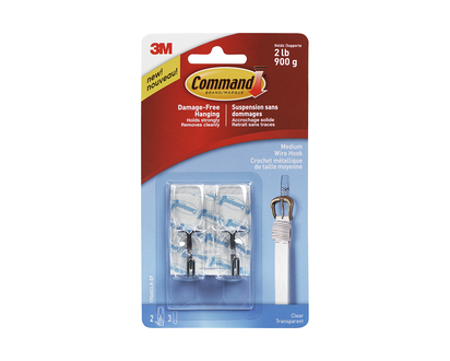 Command Medium Wire Toggle Hook - Clear - 2's