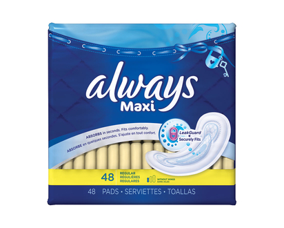 Always Maxi Pads - Regular - Unscented - 48s