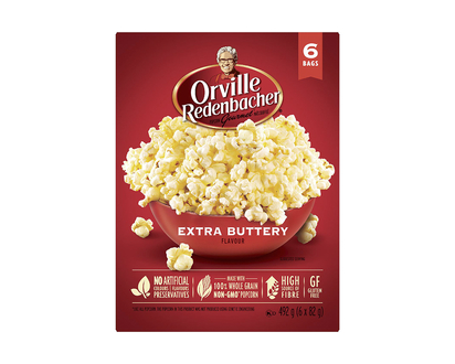 Orville Microwave Popcorn - Extra Buttery - 6 pack