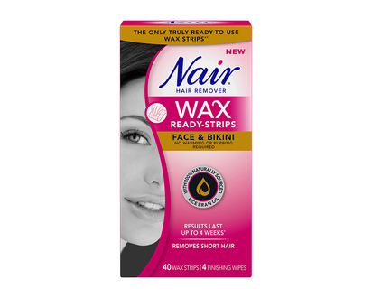Nair Hair Remover Wax Ready Strips - Face & Bikini - 40s/4s