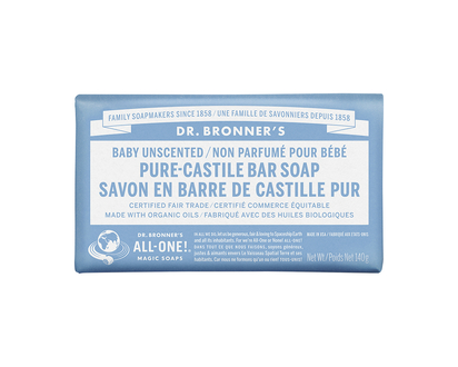 Dr. Bronner's Pure-Castile Bar Soap - Unscented Baby-Mild - 140g