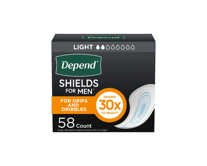 Depend Shields Incontinence Liners for Men - Light Absorbency - 58 Count