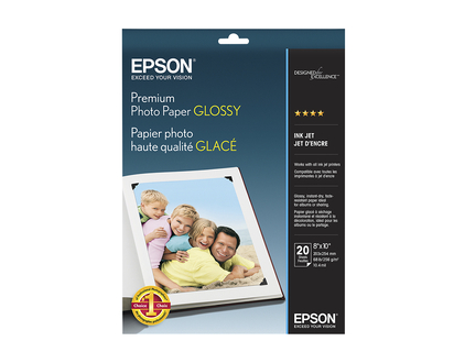Epson Premium Photo Paper Glossy - 8 x 10inch - 20 Sheets - S041465