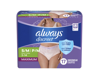 Always Discreet Maximum Protection Incontinence Underwear - Small/Medium - 19's