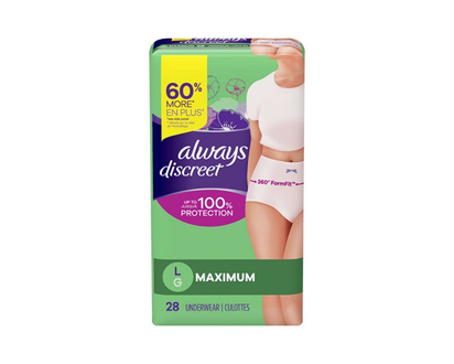 Always Discreet Maximum Protection Incontinence Underwear - Large - 28's