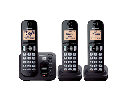 Panasonic 3 Handset Cordless Phone - Black - KXTGC223B
