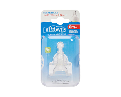 Dr. Brown's Level 1 Narrow Slow Flow Nipple - Clear/2 pack