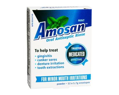 Amosan Oral Antiseptic Rinse - Mint - 12 x 1.7g