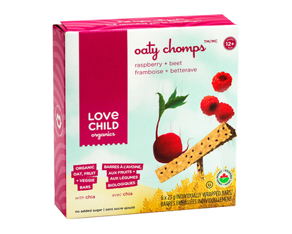 Love Child Organics Oaty Chomps Bars - Beet Raspberry - 6 x 23g
