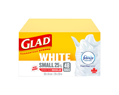 Glad White Garbage Bags with Freshscent - Small - 25L/48s