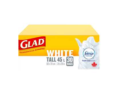Glad White Garbage Bags with Freshscent - Tall - 45L/30s