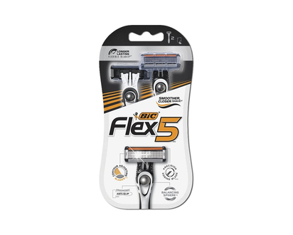 BIC Flex 5 Men's Disposable Razors - Black/Silver - 2's
