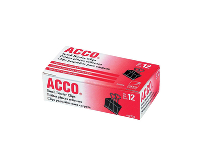 ACCO Fold Back Binder Clips Small - Black - 3/4 Inch - 12 Clips